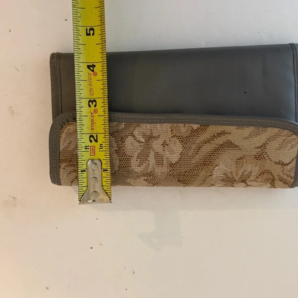 Vintage Floral Tapestry Checkbook Wallet Clutch Organizer Gray Vinyl Retro 70s‎